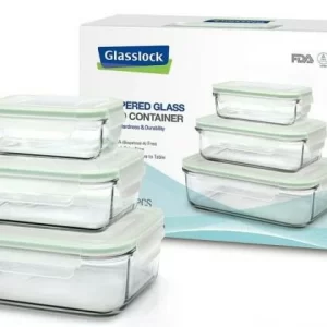 Glasslock Frischhaltebehälter Rechteckig, 3er-Set (400ml, 1000ml U. 2000ml) 7